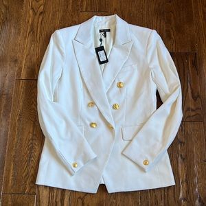 Rag & Bone White Preston Blazer Double Breasted Wool Gold Buttons Size 6 NWT